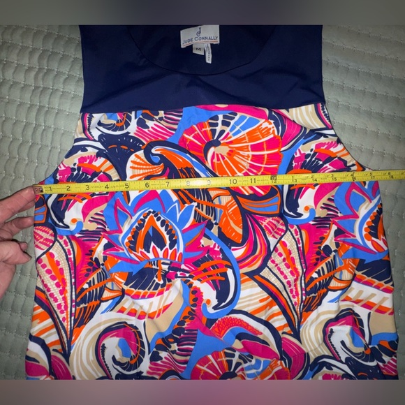 Jude Connally Molly Navy Retro Design Sleeveless Shift Mini Dress Size Med. - Picture 6 of 10